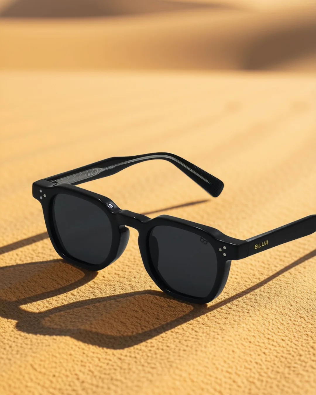 Onyx Flat-Top Square Sunglasses