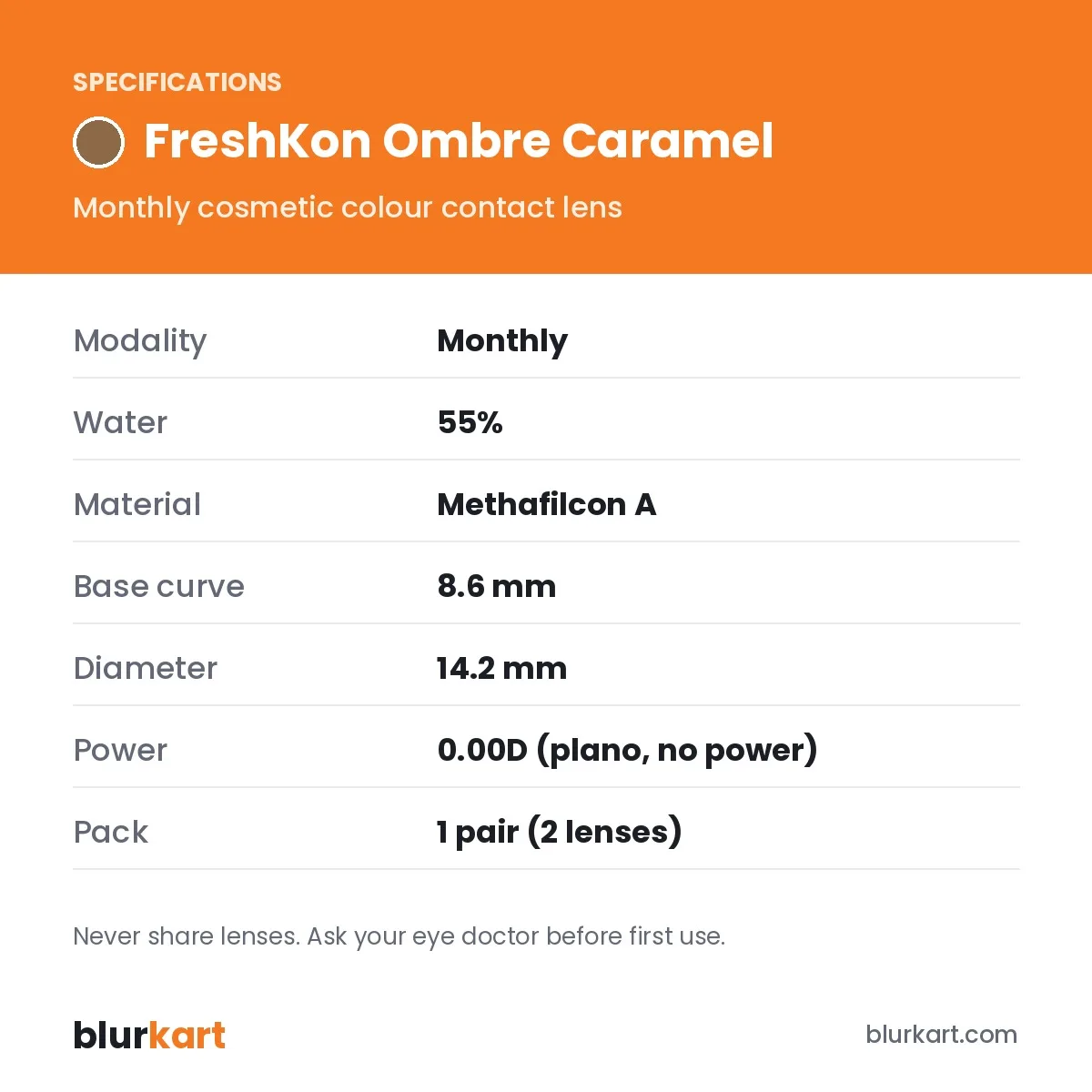 FreshKon Ombre Caramel Monthly Color Contact Lenses – 1 Pair view 2