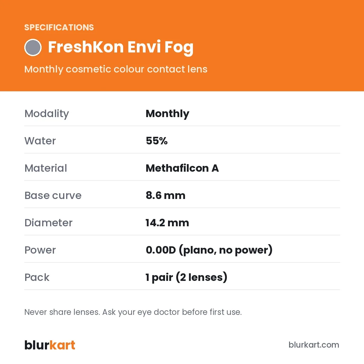 FreshKon Envi Fog Monthly Color Contact Lenses – 1 Pair view 2