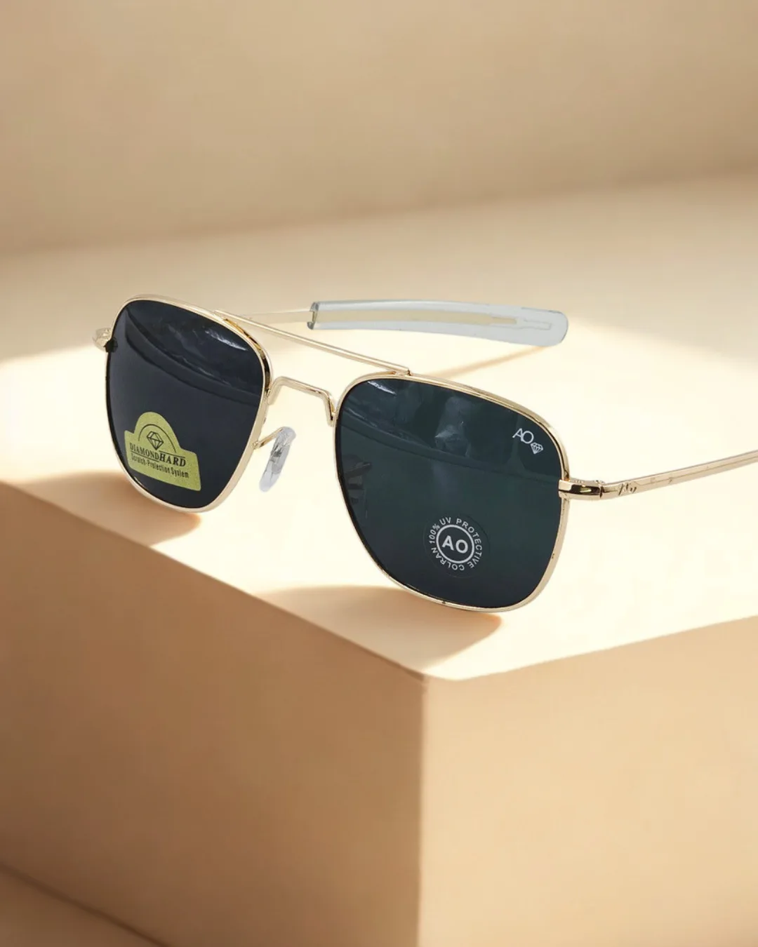 Classic Metal Aviator Sunglasses – G-15 Glass Lenses – 100% UV Protection view 2