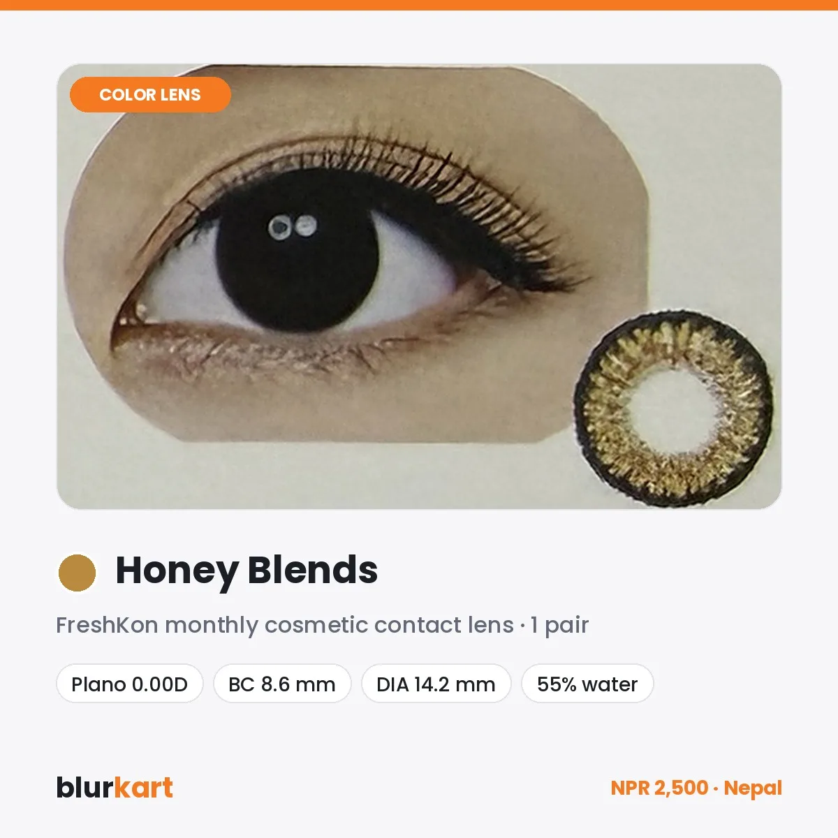FreshKon Honey Blends Monthly Color Contact Lenses – 1 Pair