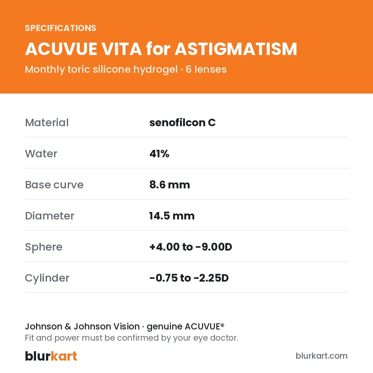 ACUVUE® VITA® for ASTIGMATISM Monthly Toric Contact Lenses – 6 Lens Pack view 2