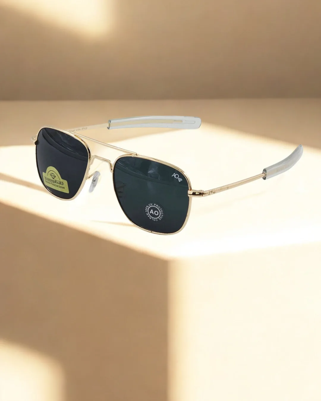 Classic Metal Aviator Sunglasses – G-15 Glass Lenses – 100% UV Protection