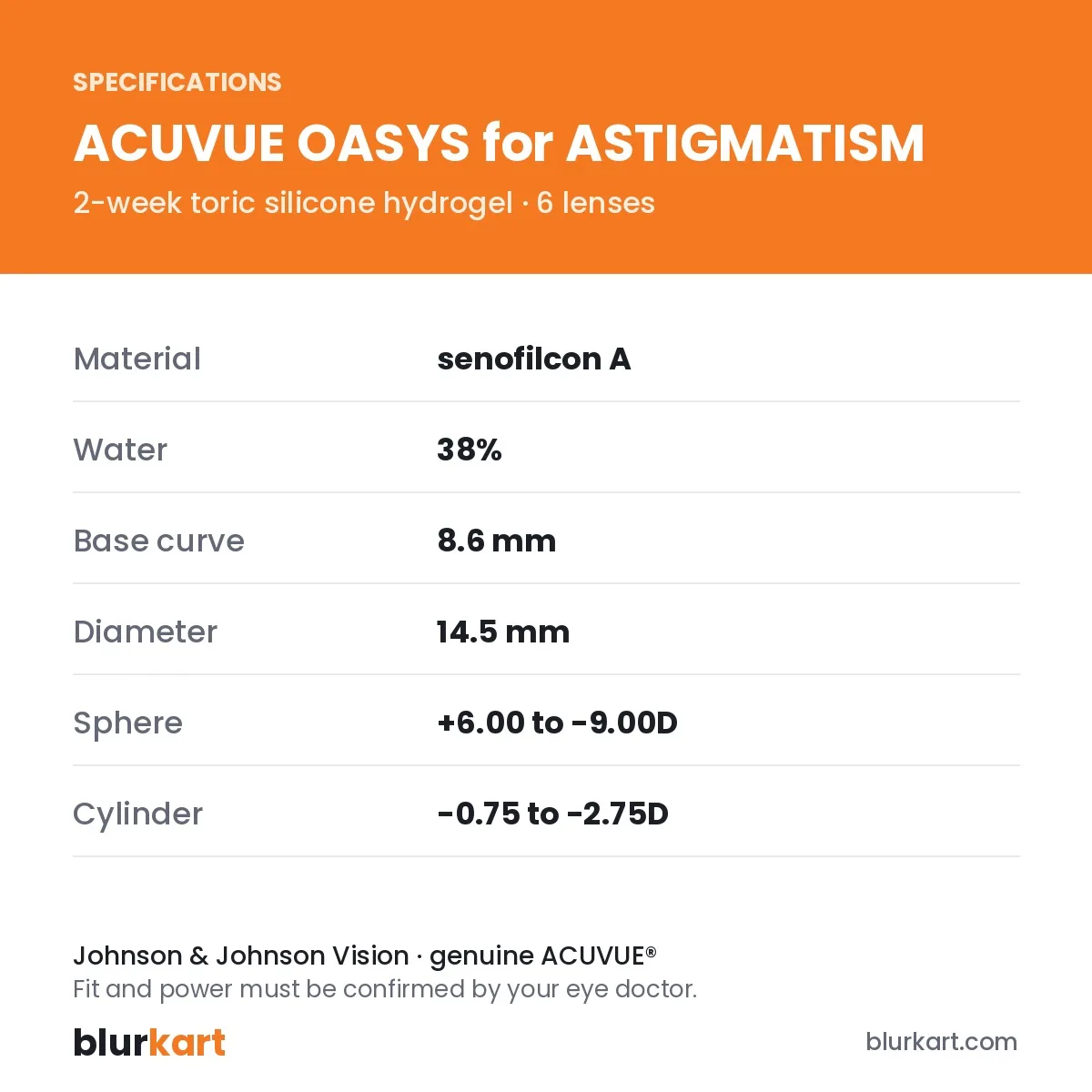 ACUVUE® OASYS for ASTIGMATISM 2-Week Toric Contact Lenses – 6 Lens Pack view 2