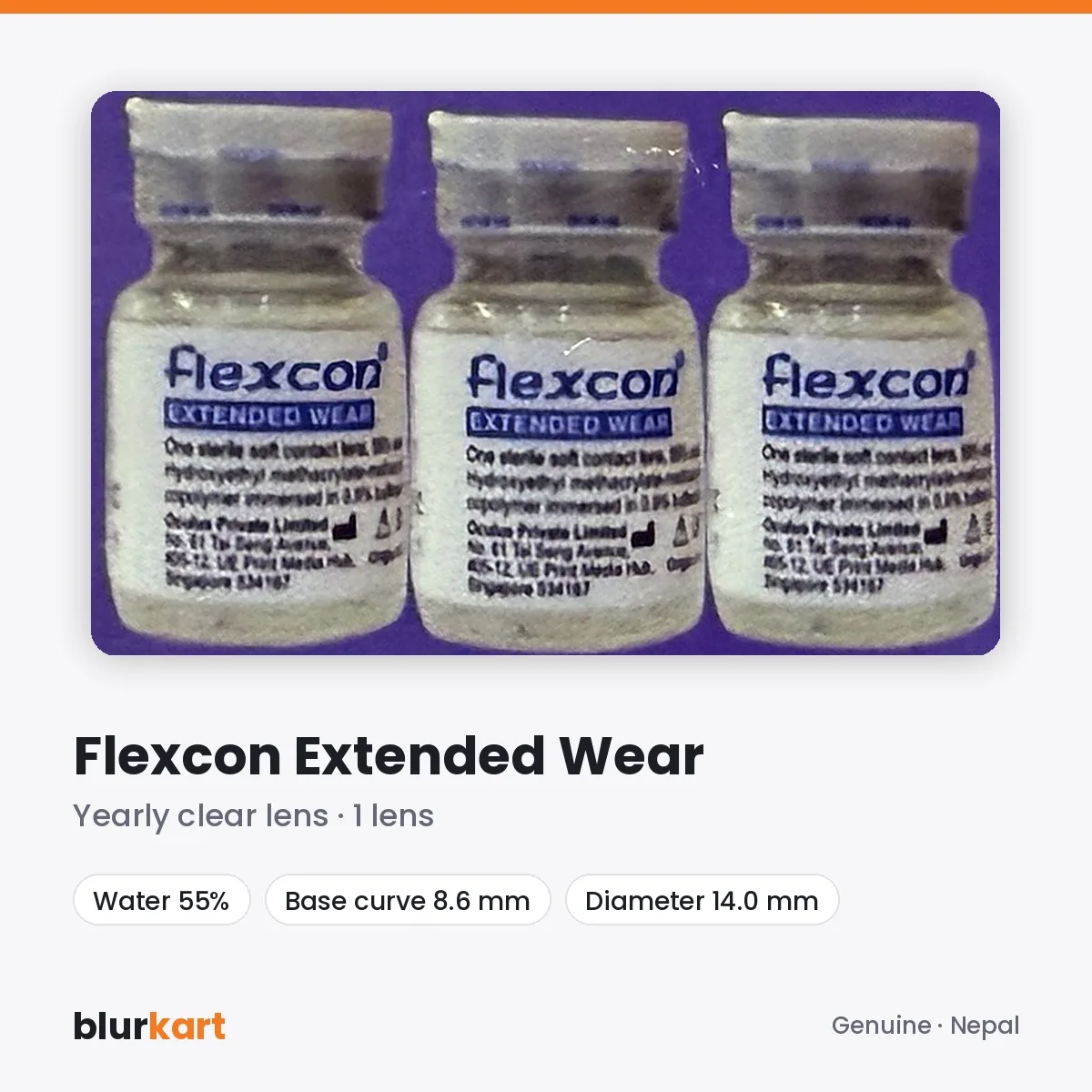 Flexcon Extended Wear Standard Yearly Clear Contact Lens – Per Lens