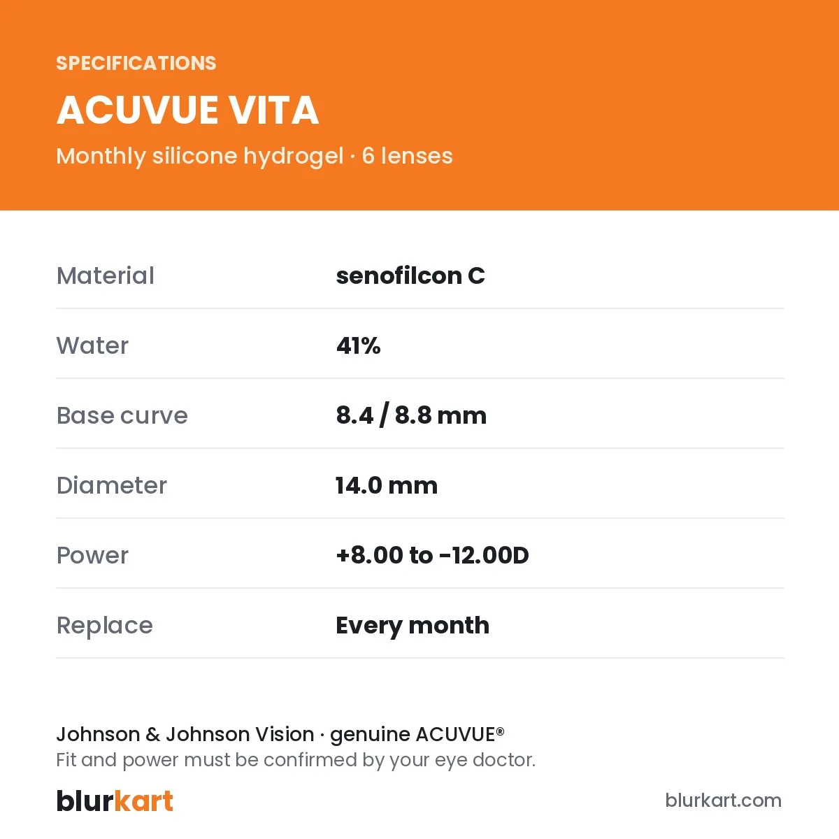 ACUVUE® VITA® Monthly Contact Lenses – 6 Lens Pack view 2