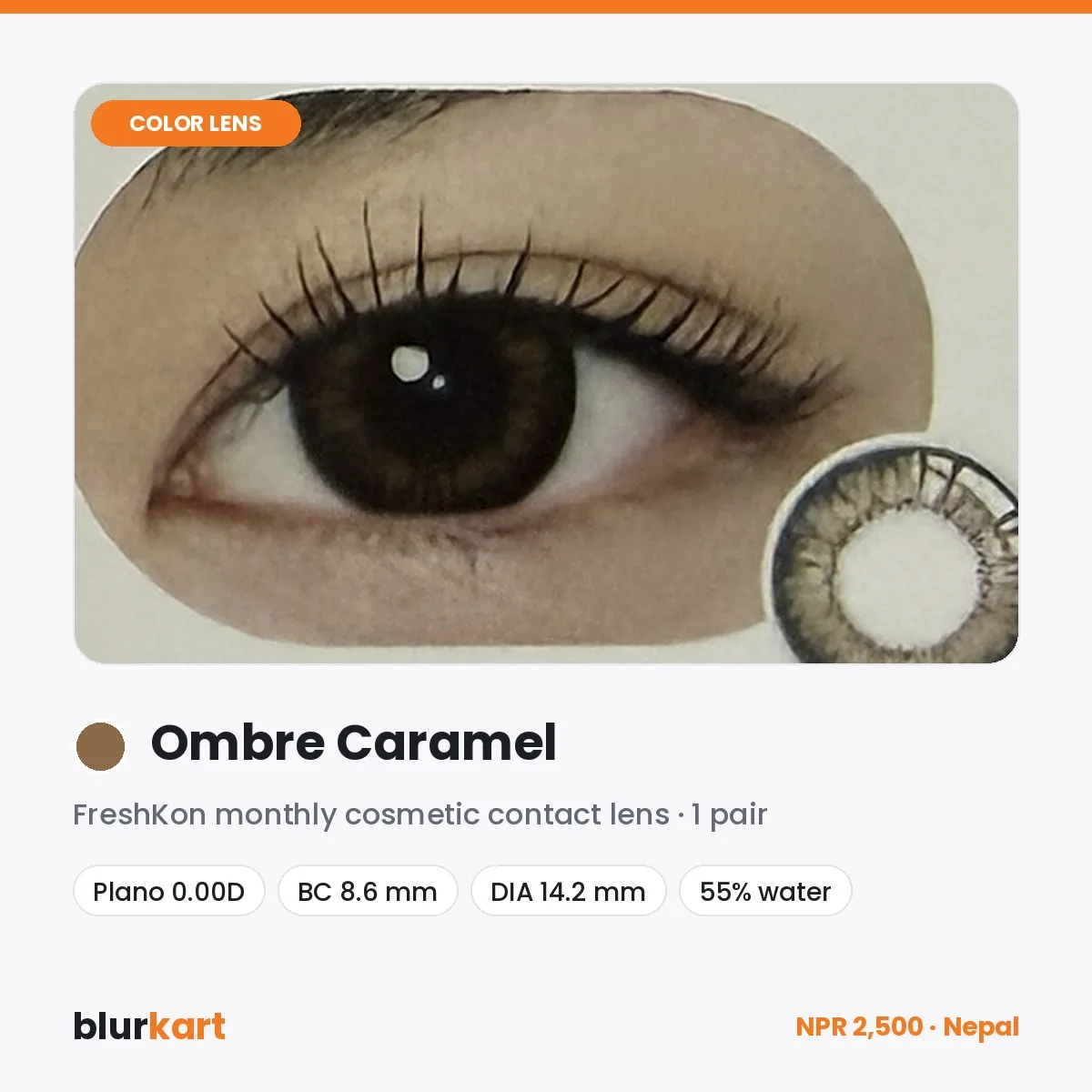 FreshKon Ombre Caramel Monthly Color Contact Lenses – 1 Pair
