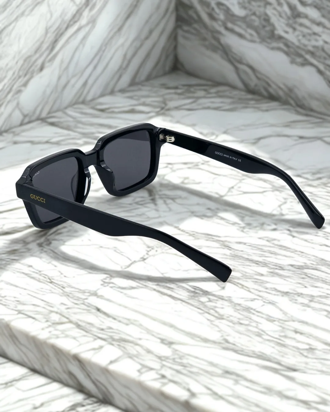 Thick-Rim Square Acetate Sunglasses – Black view 4