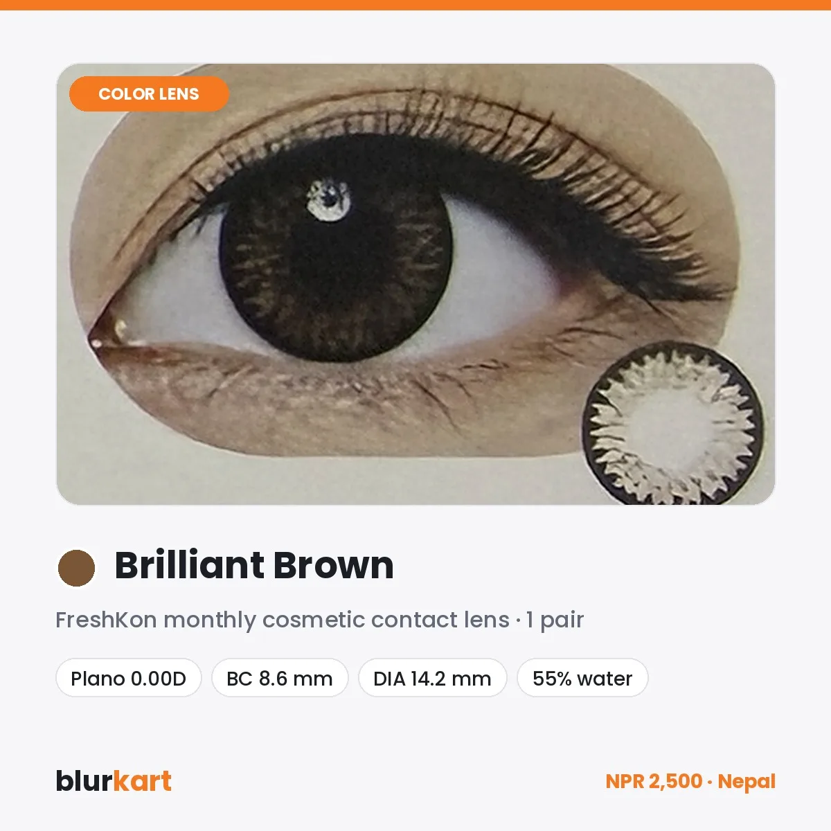 FreshKon Brilliant Brown Monthly Color Contact Lenses – 1 Pair
