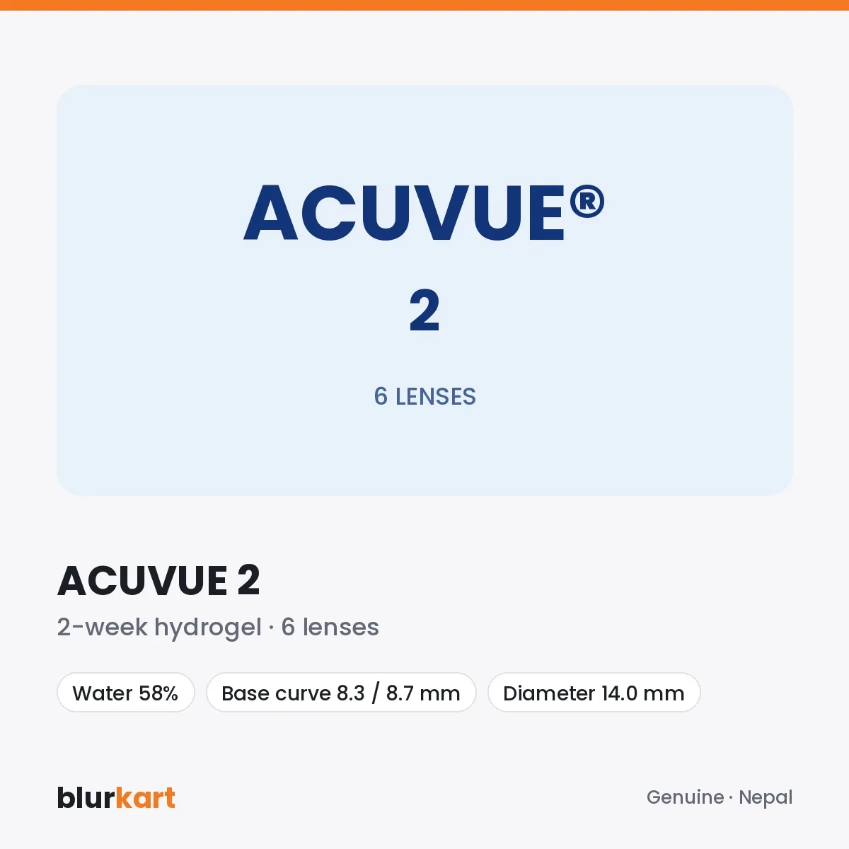 ACUVUE® 2 Two-Week Contact Lenses – 6 Lens Pack
