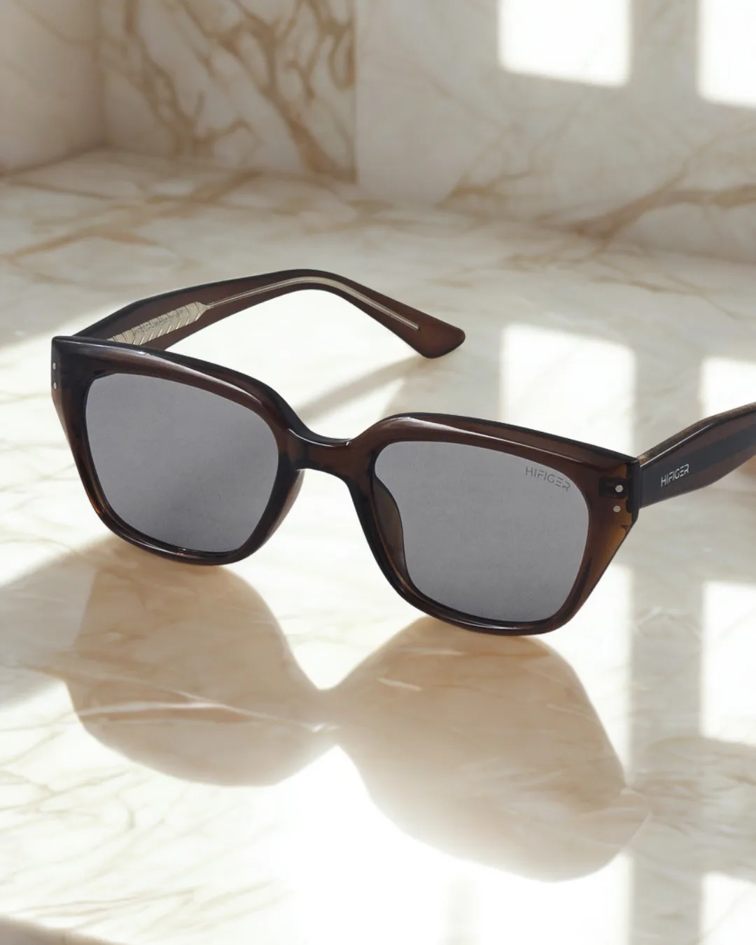 Retro Brown Acetate Cat Eye Sunglasses – UV400 & Anti-Glare Lenses