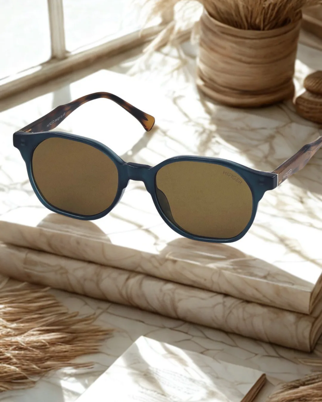Hilfiger Premium Square Cat-Eye Sunglasses – UV400 Acetate Eyewear
