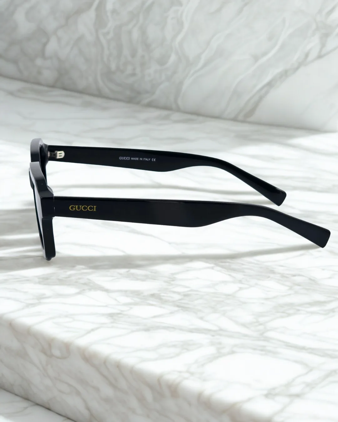 Thick-Rim Square Acetate Sunglasses – Black view 3