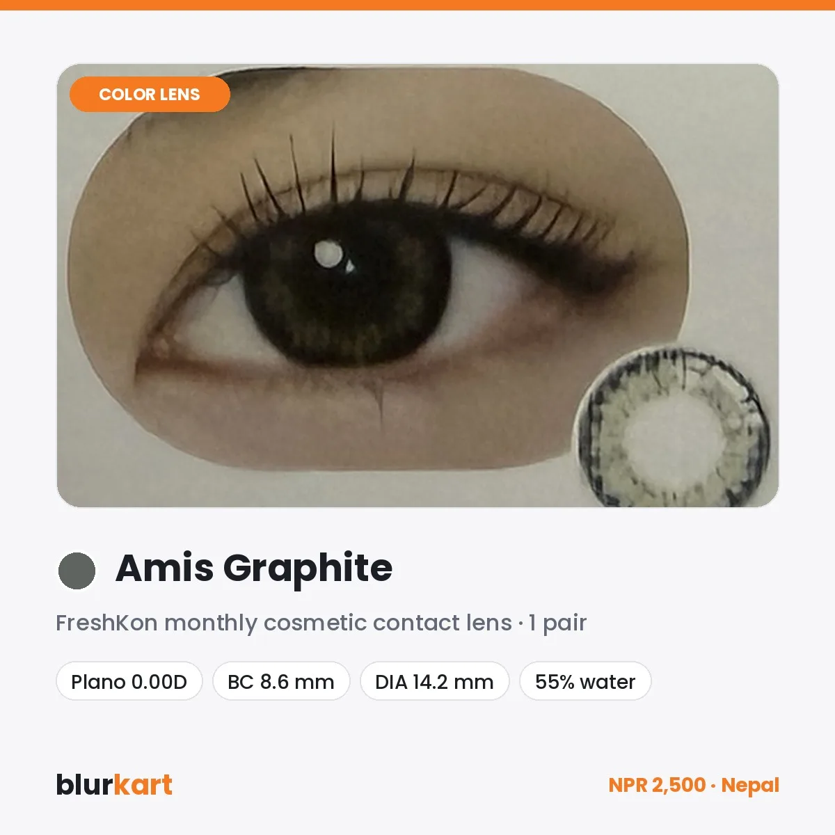 FreshKon Amis Graphite Monthly Color Contact Lenses – 1 Pair